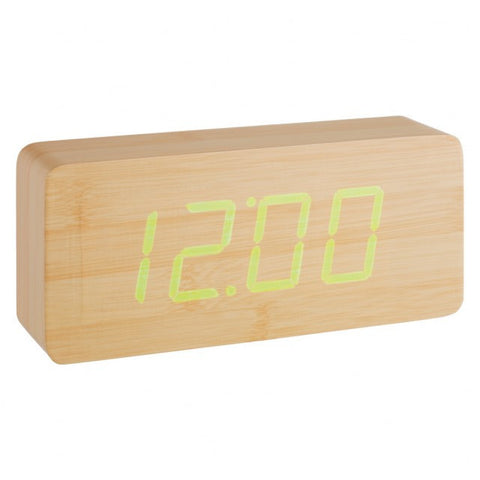 Reloj despertador LED con efecto madera natural